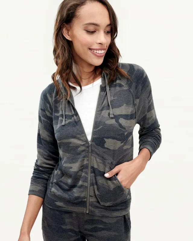 Supersoft Zip Up Hoodie in Camo sold by Splendid