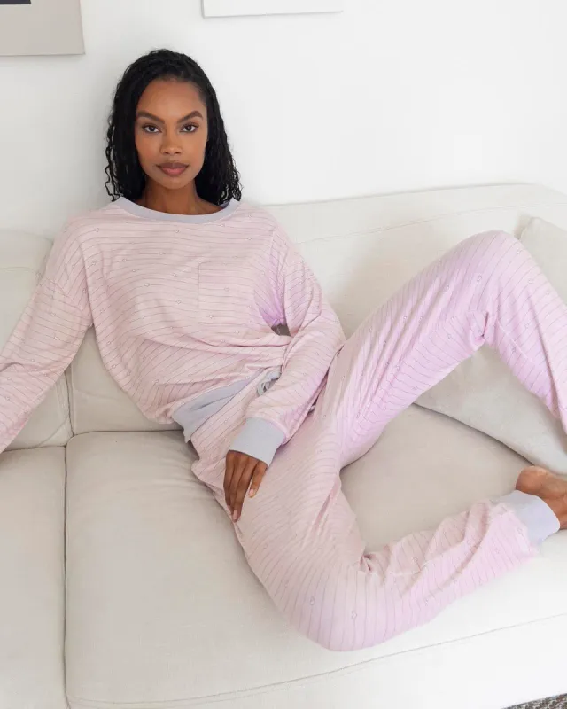 Marna Jersey Striped Heart PJ Set sold by Splendid