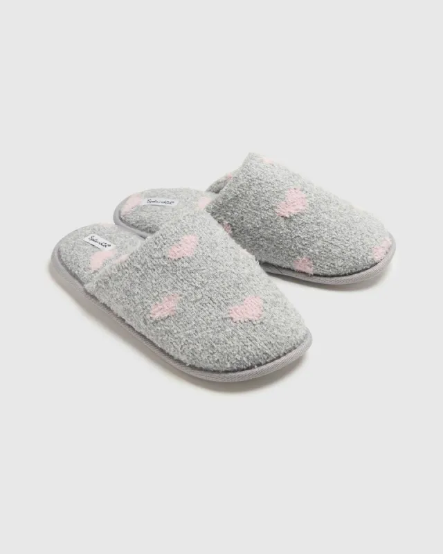 Cozy Fuzzy Hearts Slippers sold by Splendid