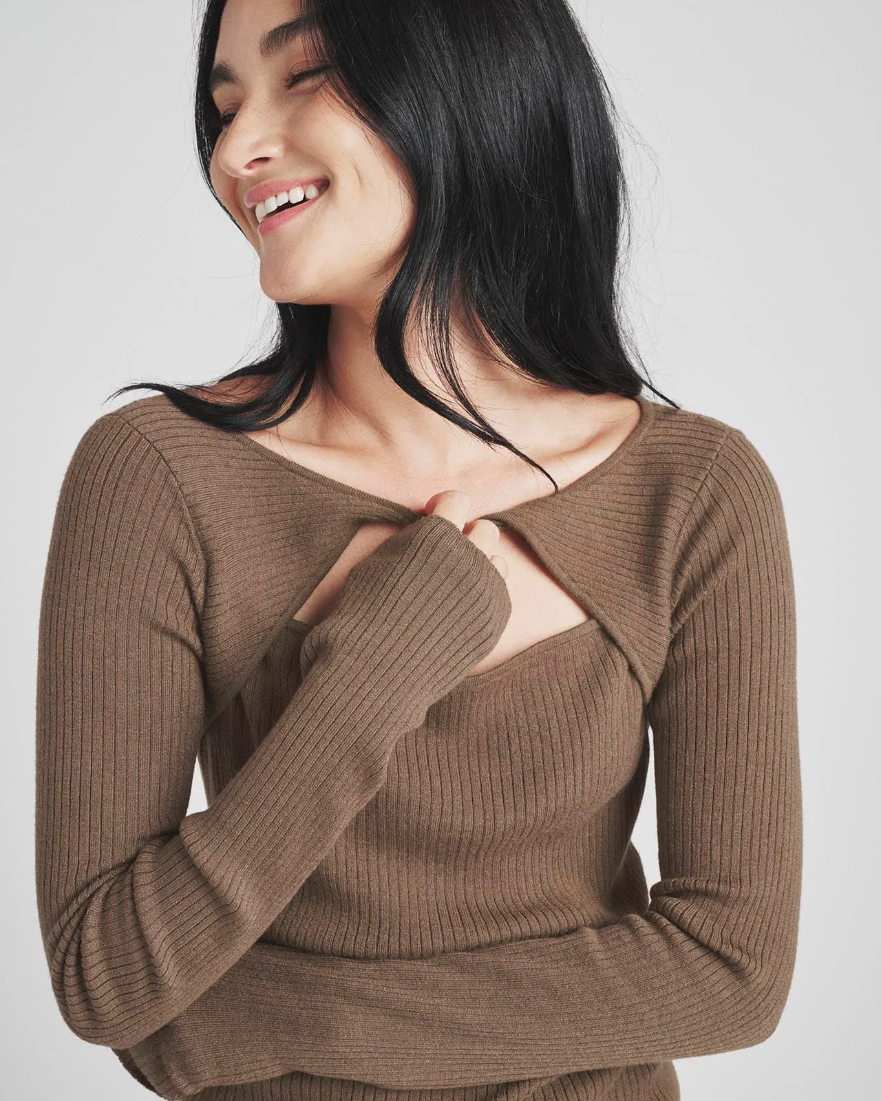 Ribbed Loopknit LYR Twist-Front Top sold by Splendid product image thumbnail 2