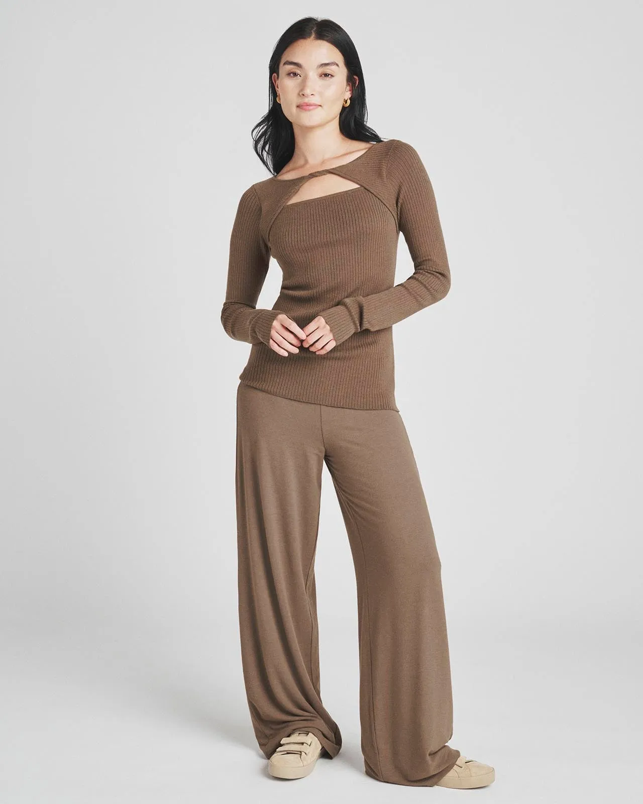 Ribbed Loopknit LYR Twist-Front Top sold by Splendid product image thumbnail 3