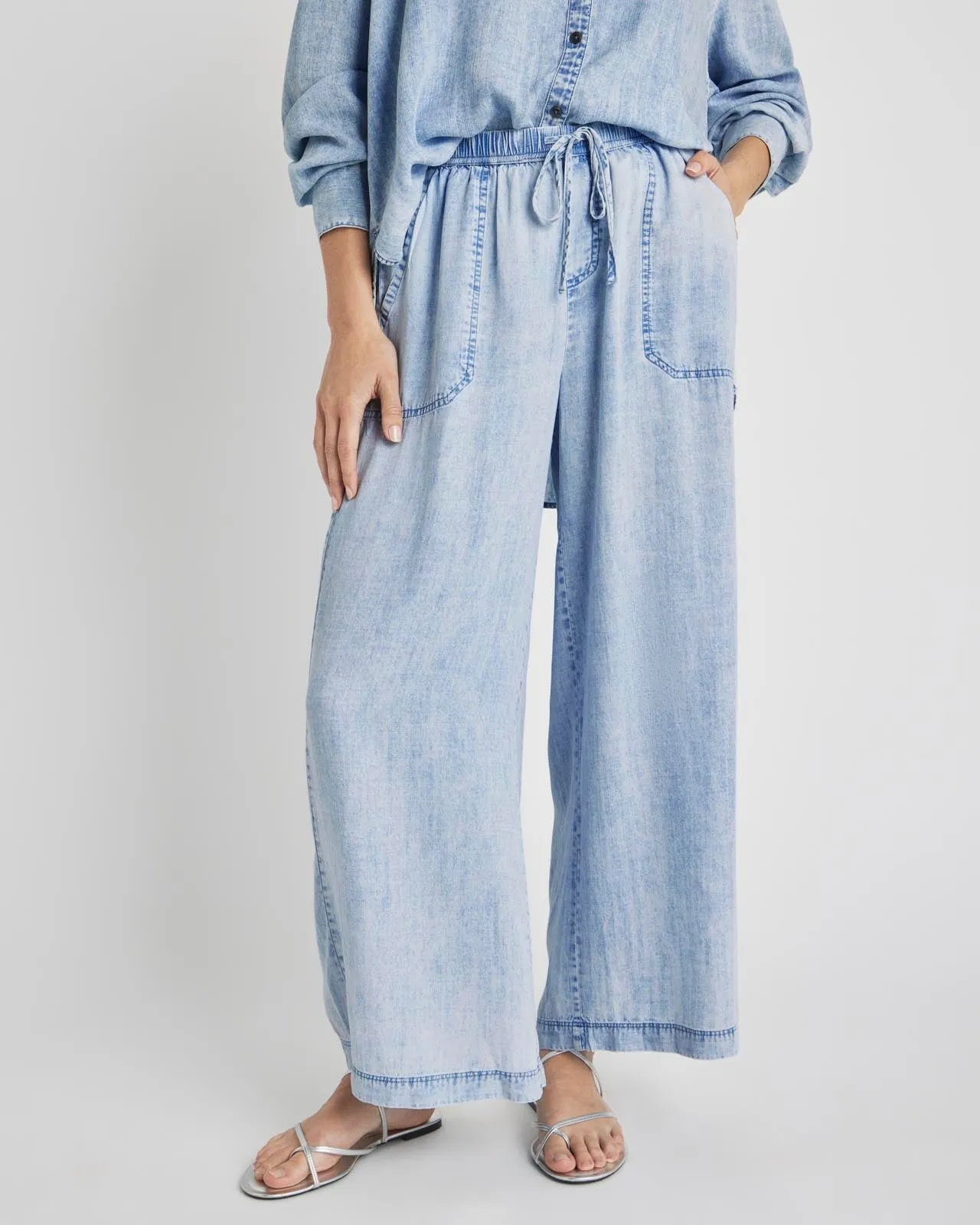 Bleached Indigo Angie Crop Palazzo Pant sold by Splendid