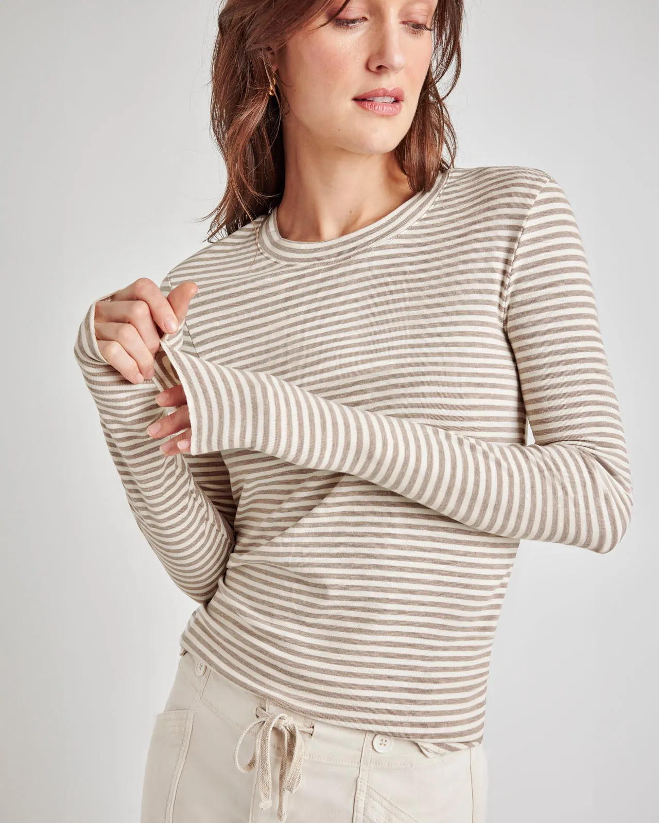 Ribbed Bamboo Long Sleeve Tee sold by Splendid