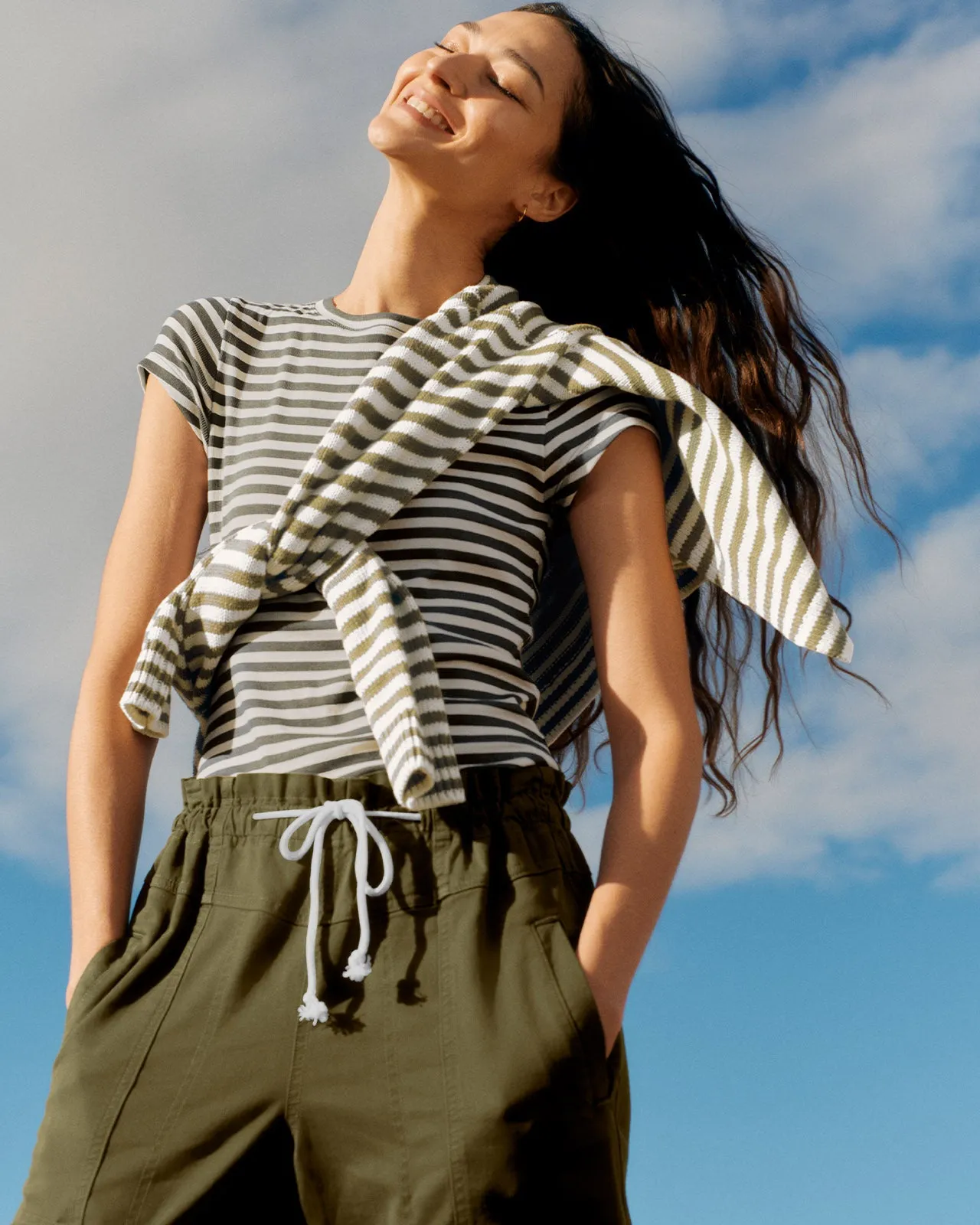 Benson Stripe Short Sleeve Crew Tee sold by Splendid