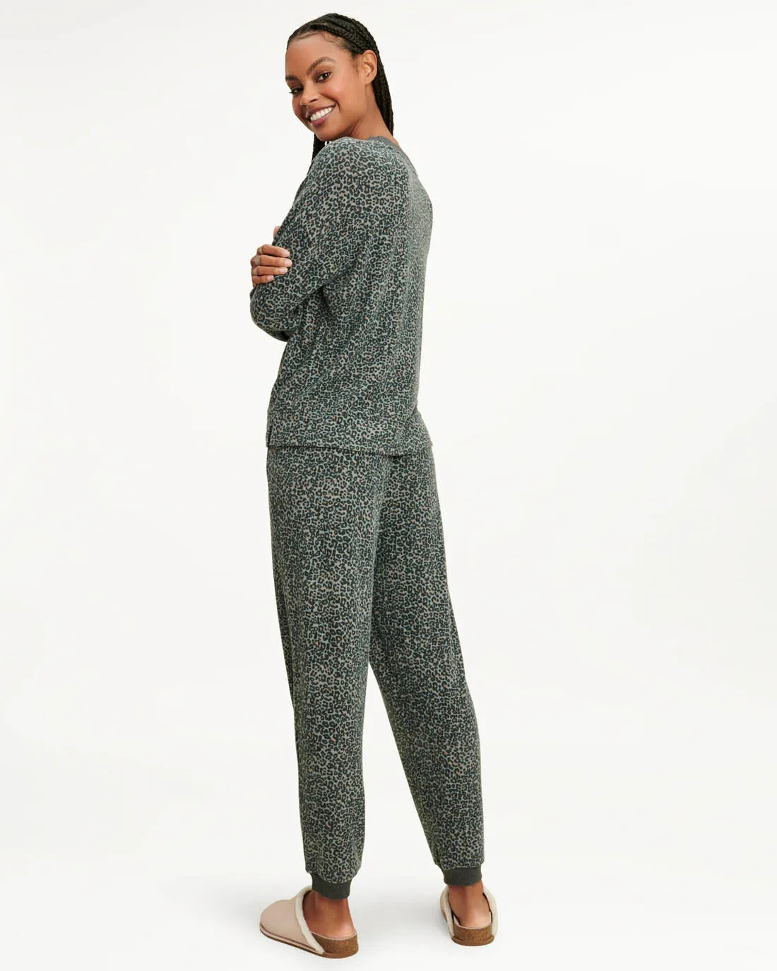 Elora Long Sleeve Jogger Set in Charcoal Leopard sold by Splendid product image thumbnail 4