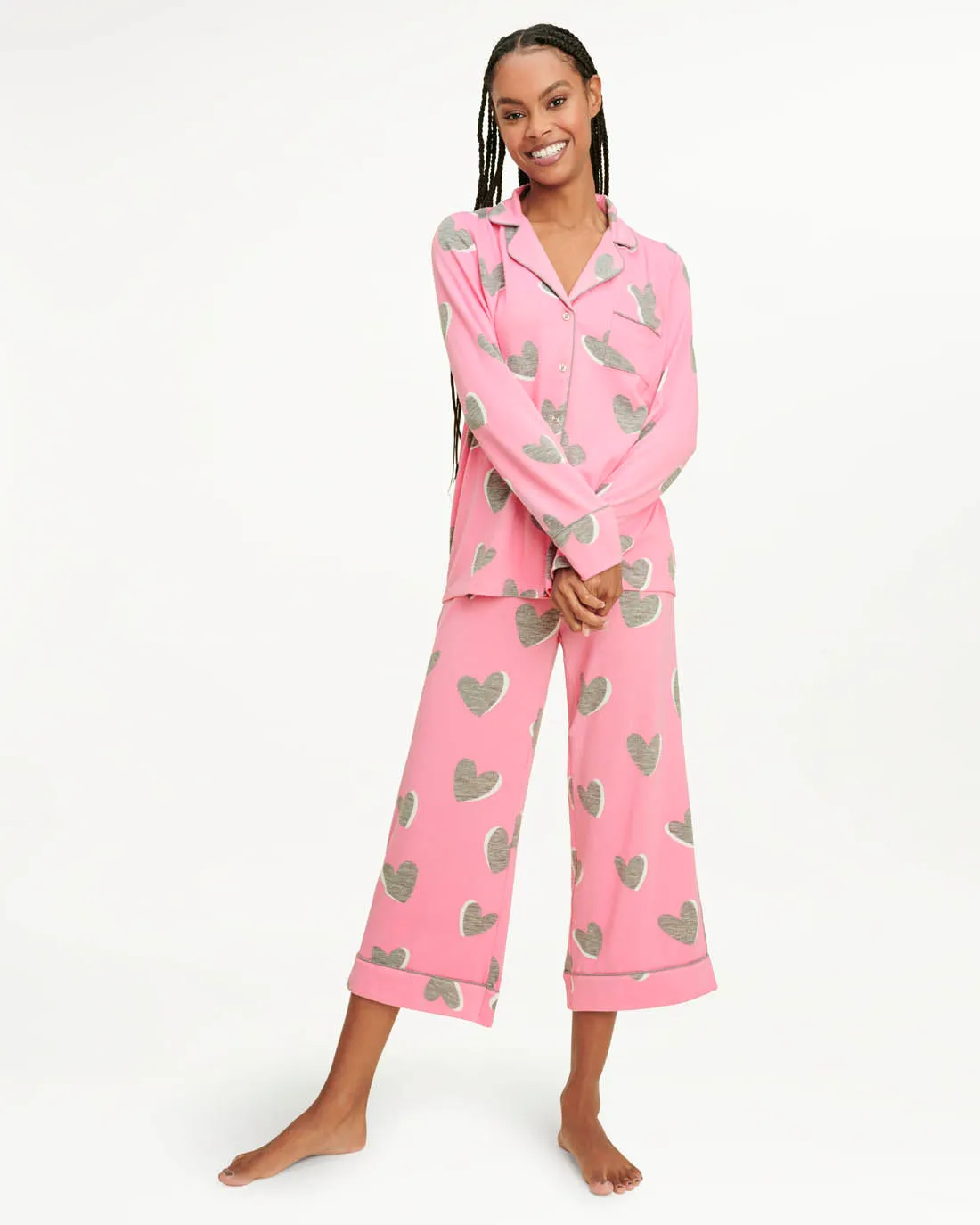 Pillow Soft Long Sleeve PJ Set in Aurora Hearts sold by Splendid
