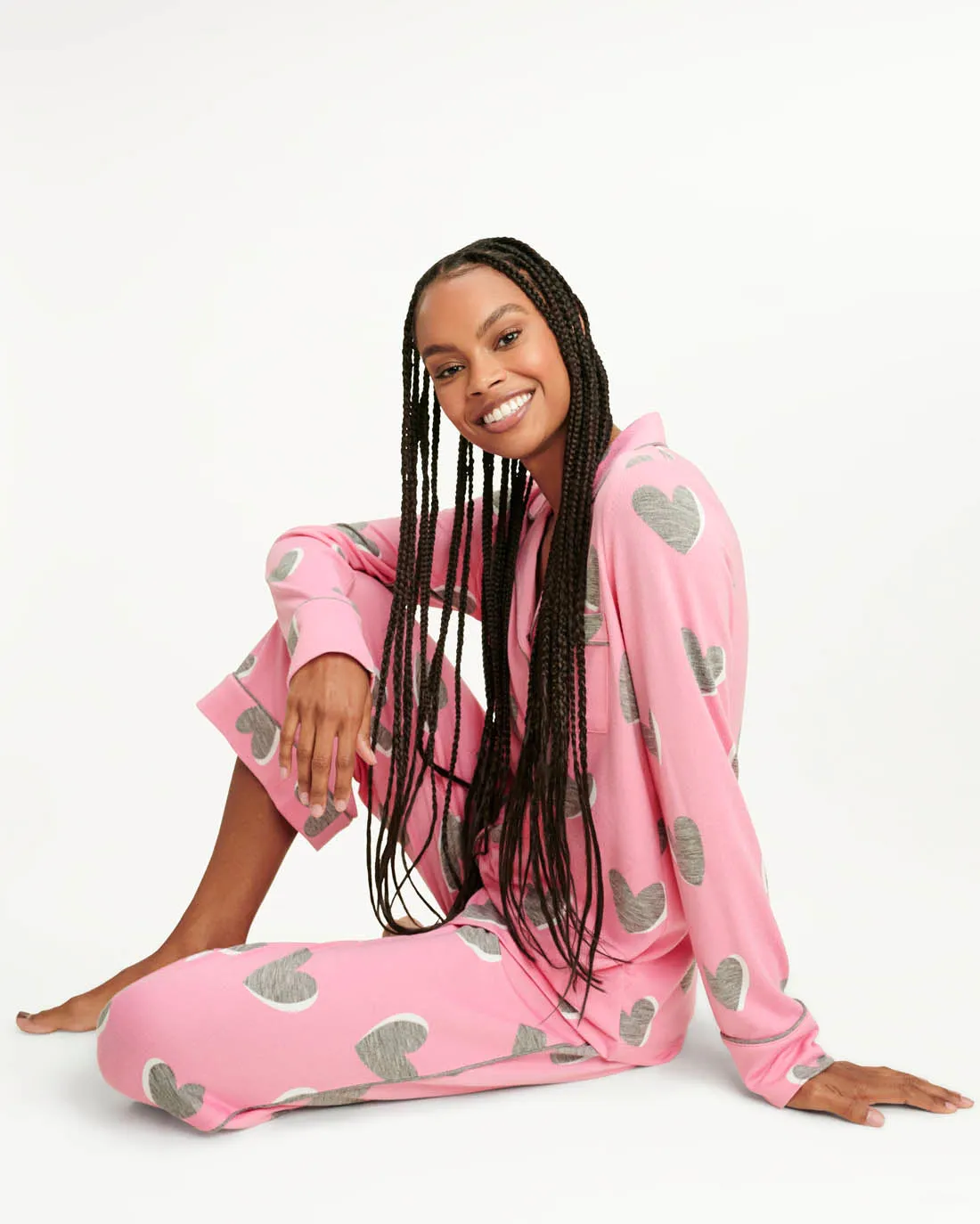 Pillow Soft Long Sleeve PJ Set in Aurora Hearts sold by Splendid product image thumbnail 4