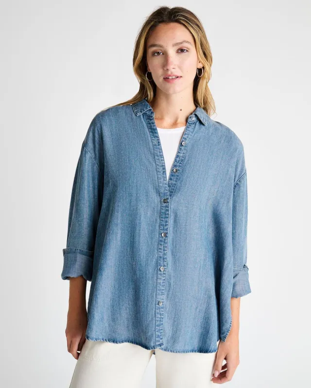 Avril Indigo Button Down Shirt sold by Splendid
