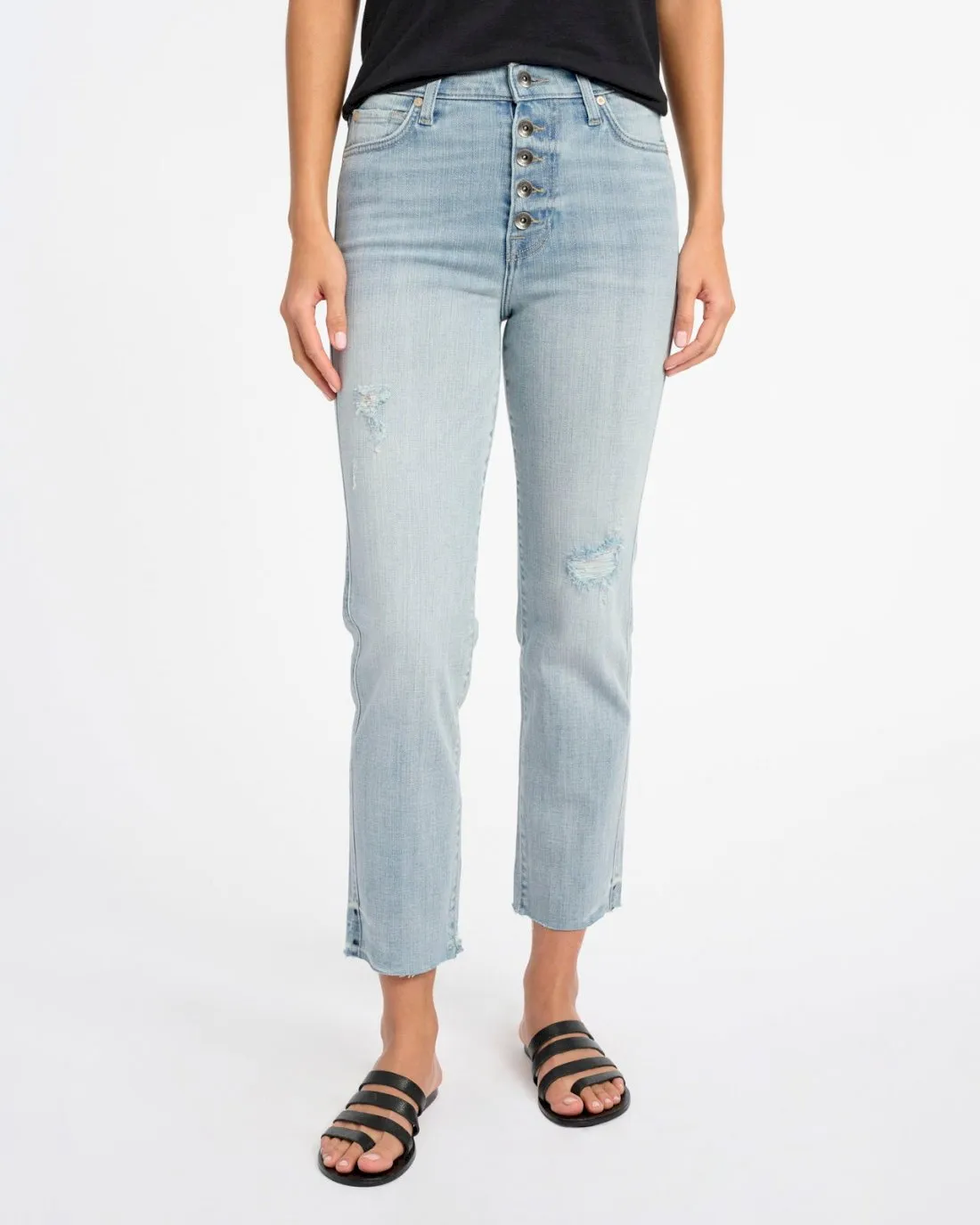 High Waist Destroyed Straight Crop Jean sold by Splendid