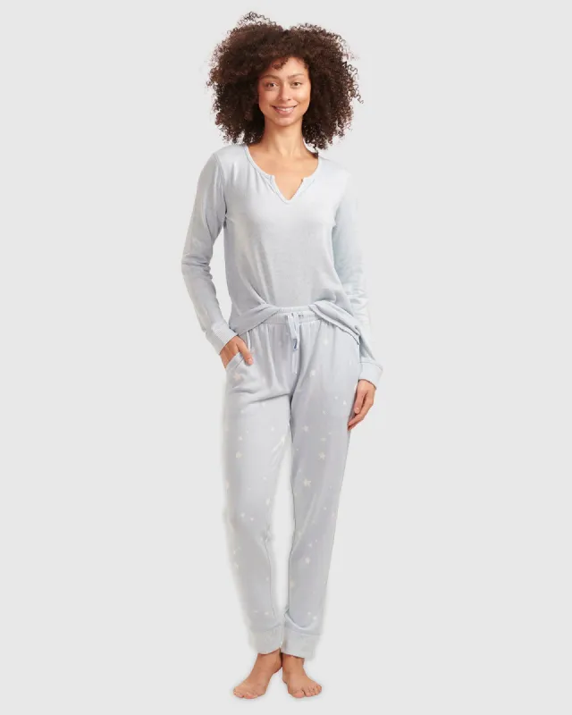 Starry Celestial Blue Split Neck Pullover PJ Set sold by Splendid