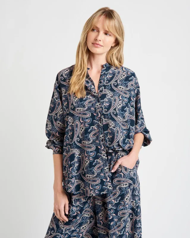 Alessandra Paisley Silk Button Down Shirt sold by Splendid