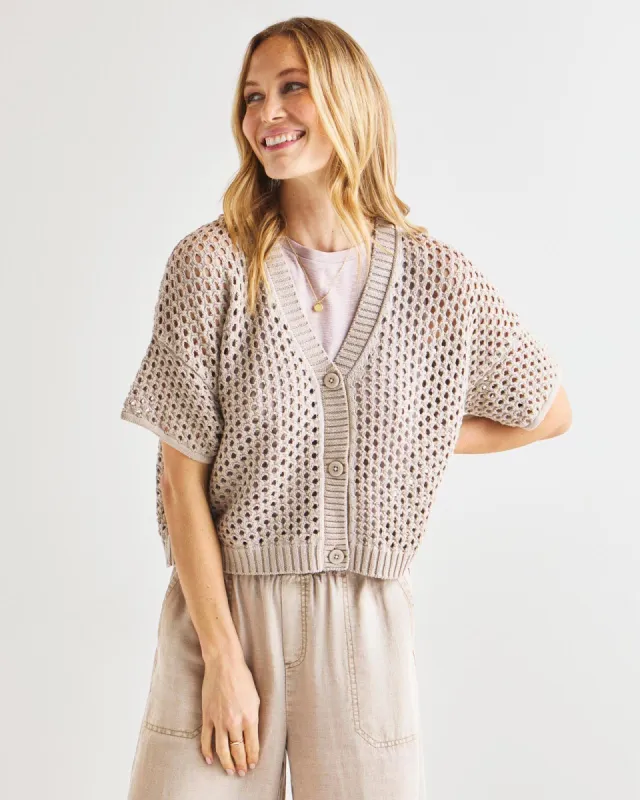 Nova Pointelle Short Sleeve Cardigan sold by Splendid