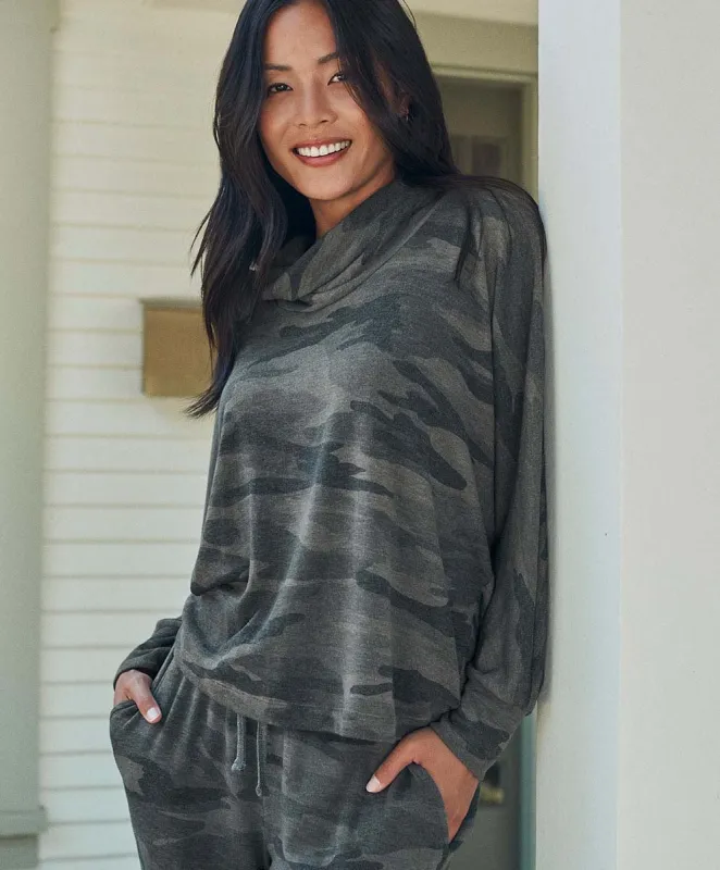 Supersoft Camo Cowl Pullover sold by Splendid
