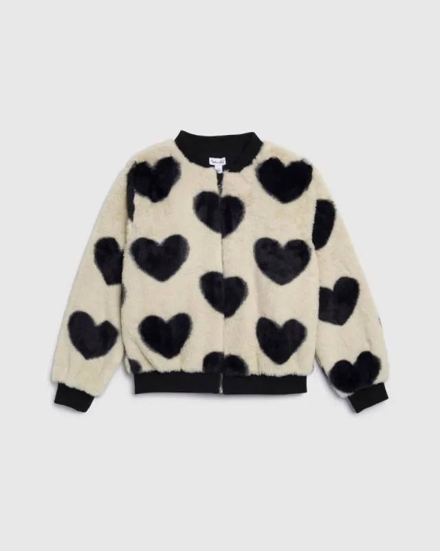 Girls Faux Fur Hearts Bomber Jacket sold by Splendid