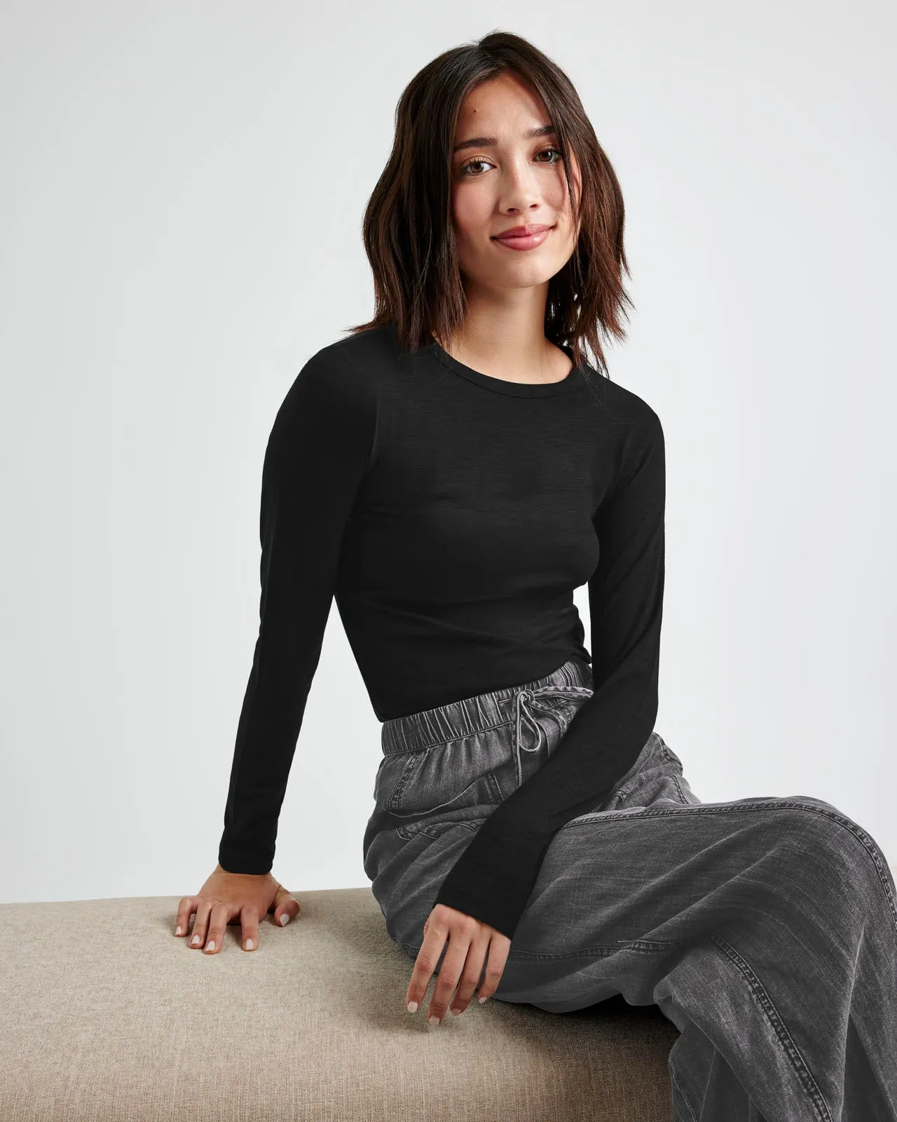 Eva Long Sleeve Slub Tee sold by Splendid