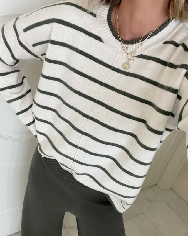 Splendid x @Cellajaneblog Stripe Front Seam Sweater sold by Splendid