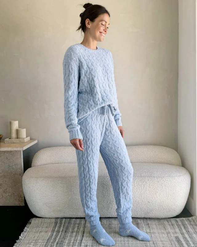Sky Blue Fuzzy Cable Knit Sweater PJ Set sold by Splendid