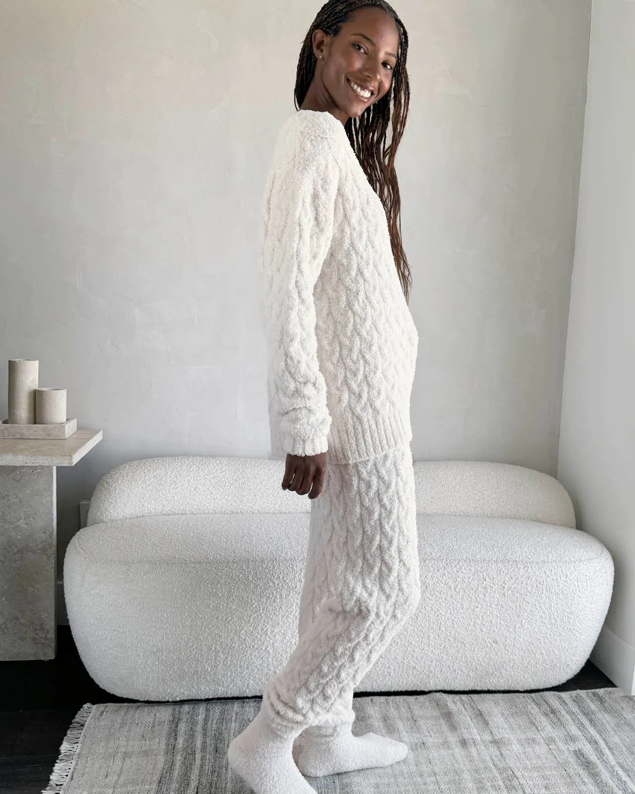 Ivory Fuzzy Cable Knit Sweater PJ Set sold by Splendid product image thumbnail 4