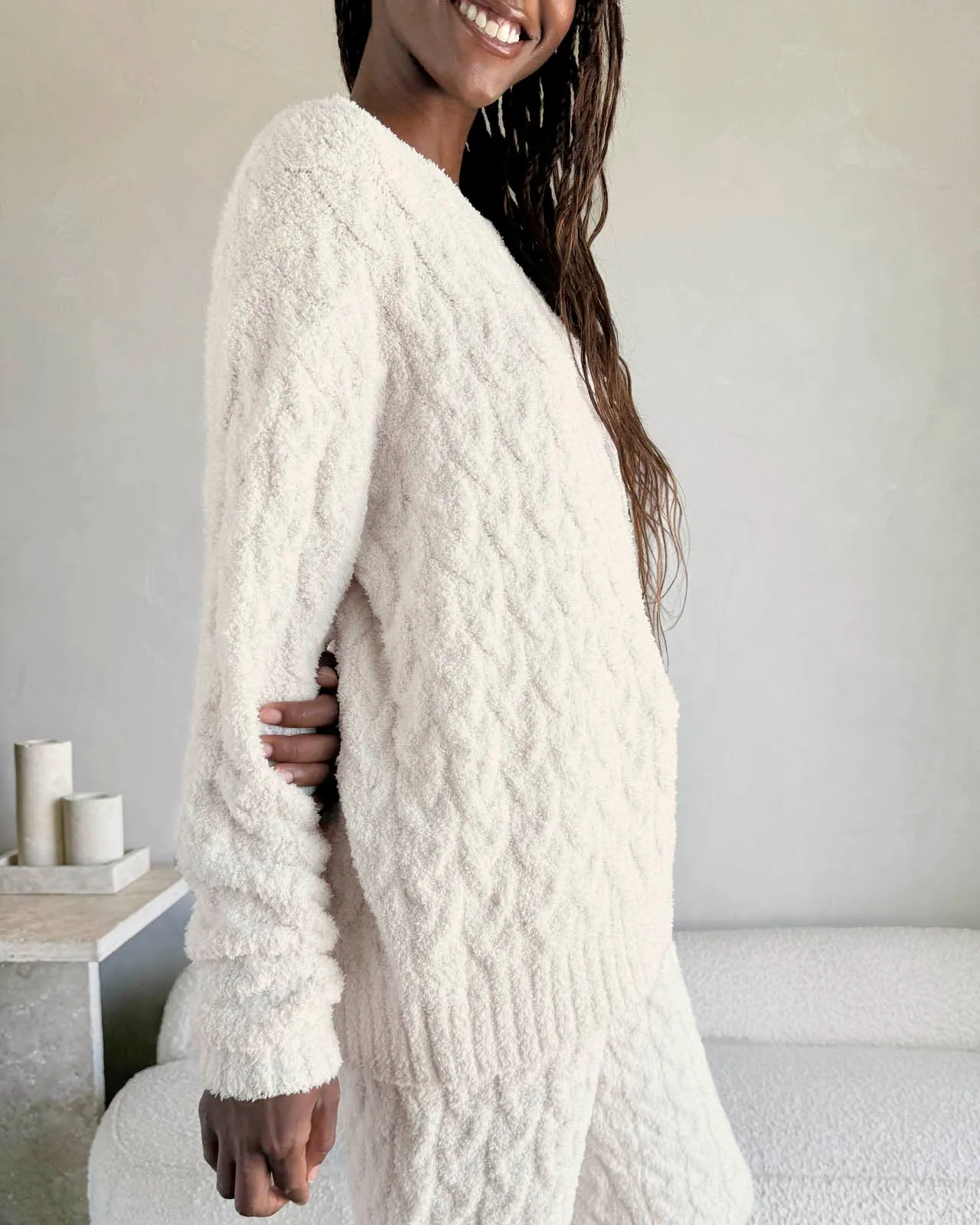 Ivory Fuzzy Cable Knit Sweater PJ Set sold by Splendid product image thumbnail 5