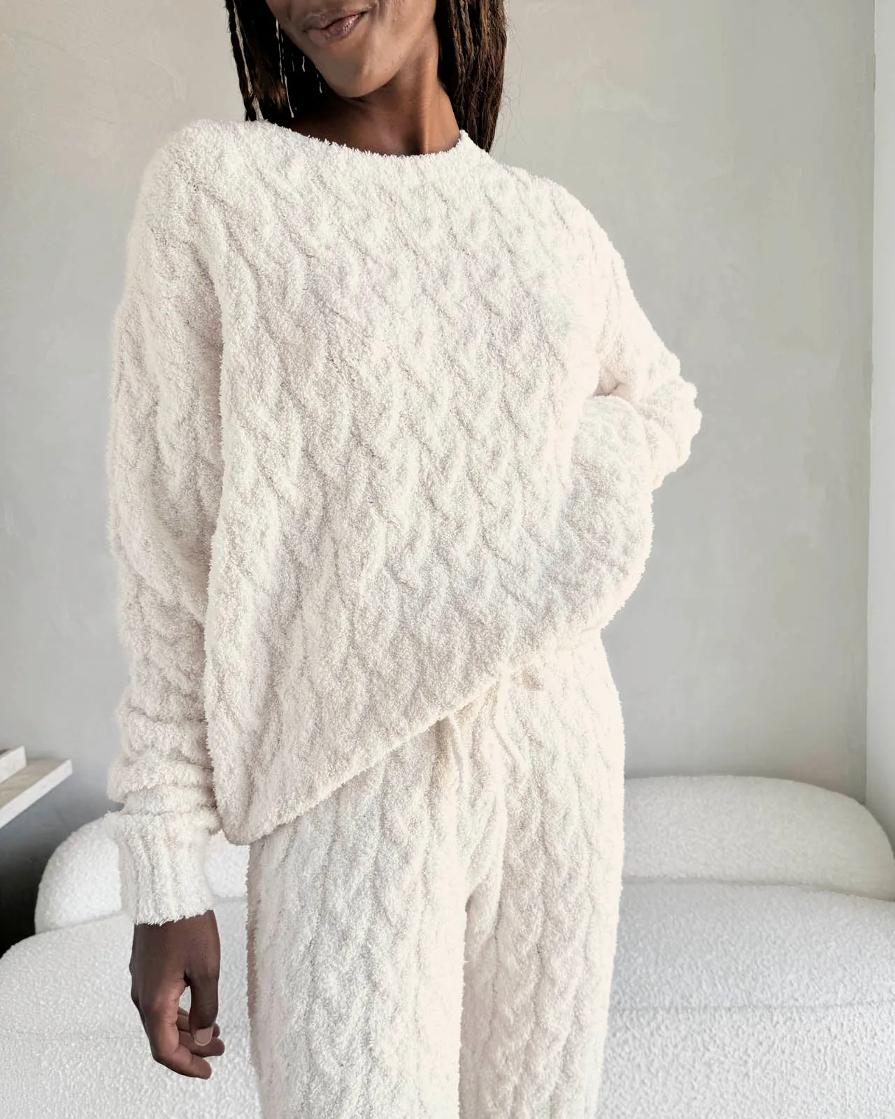 Ivory Fuzzy Cable Knit Sweater PJ Set sold by Splendid product image thumbnail 3