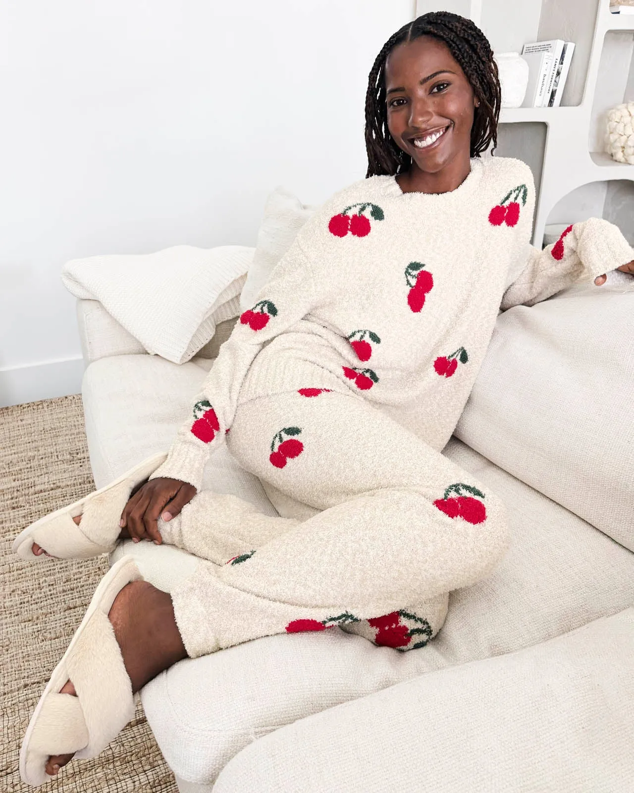 Cherries Fuzzy Sweater PJ Set sold by Splendid