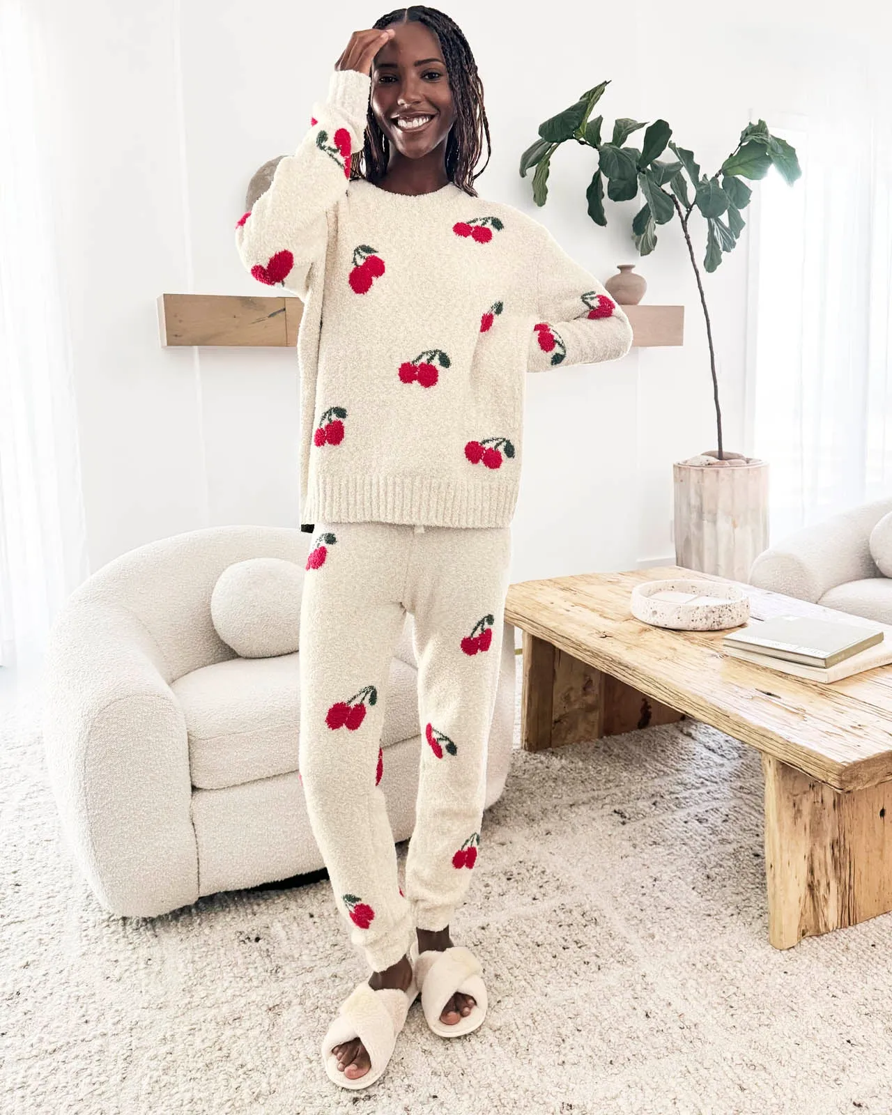 Cherries Fuzzy Sweater PJ Set sold by Splendid product image thumbnail 2
