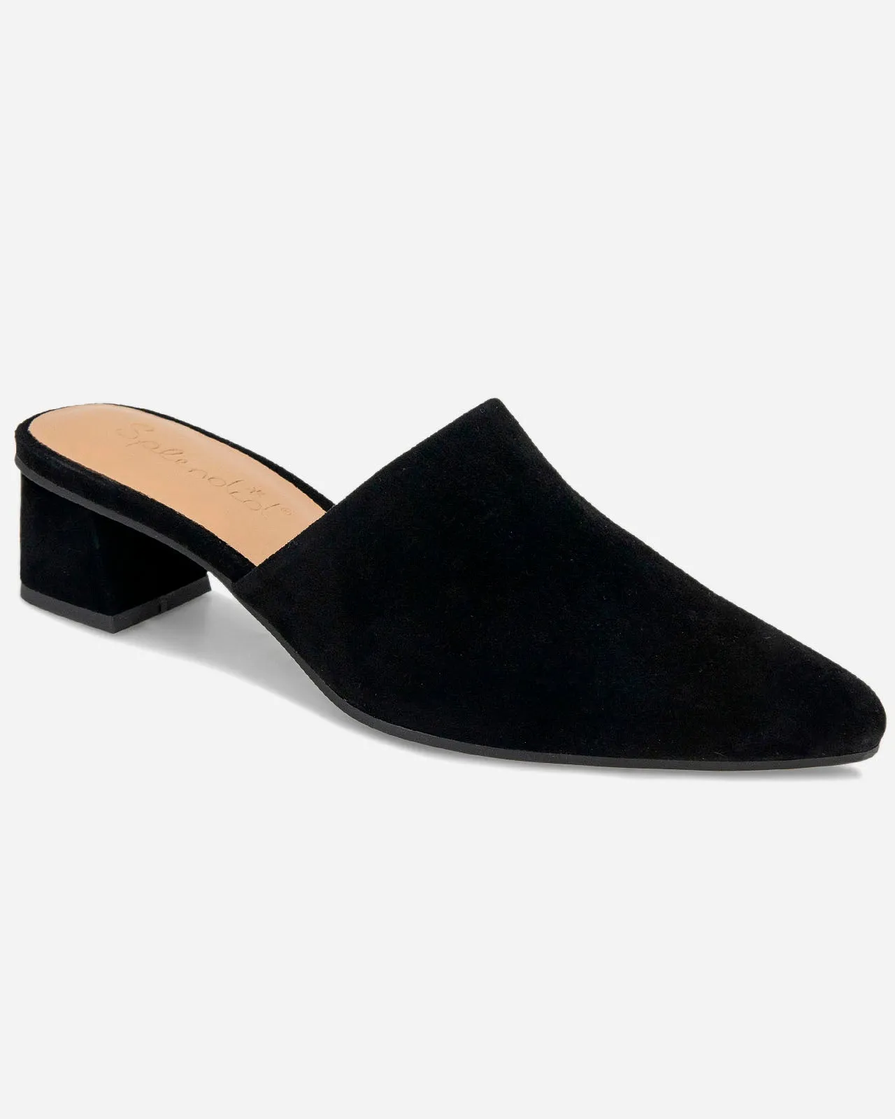 Lorelei Suede Mule Slide in Black sold by Splendid