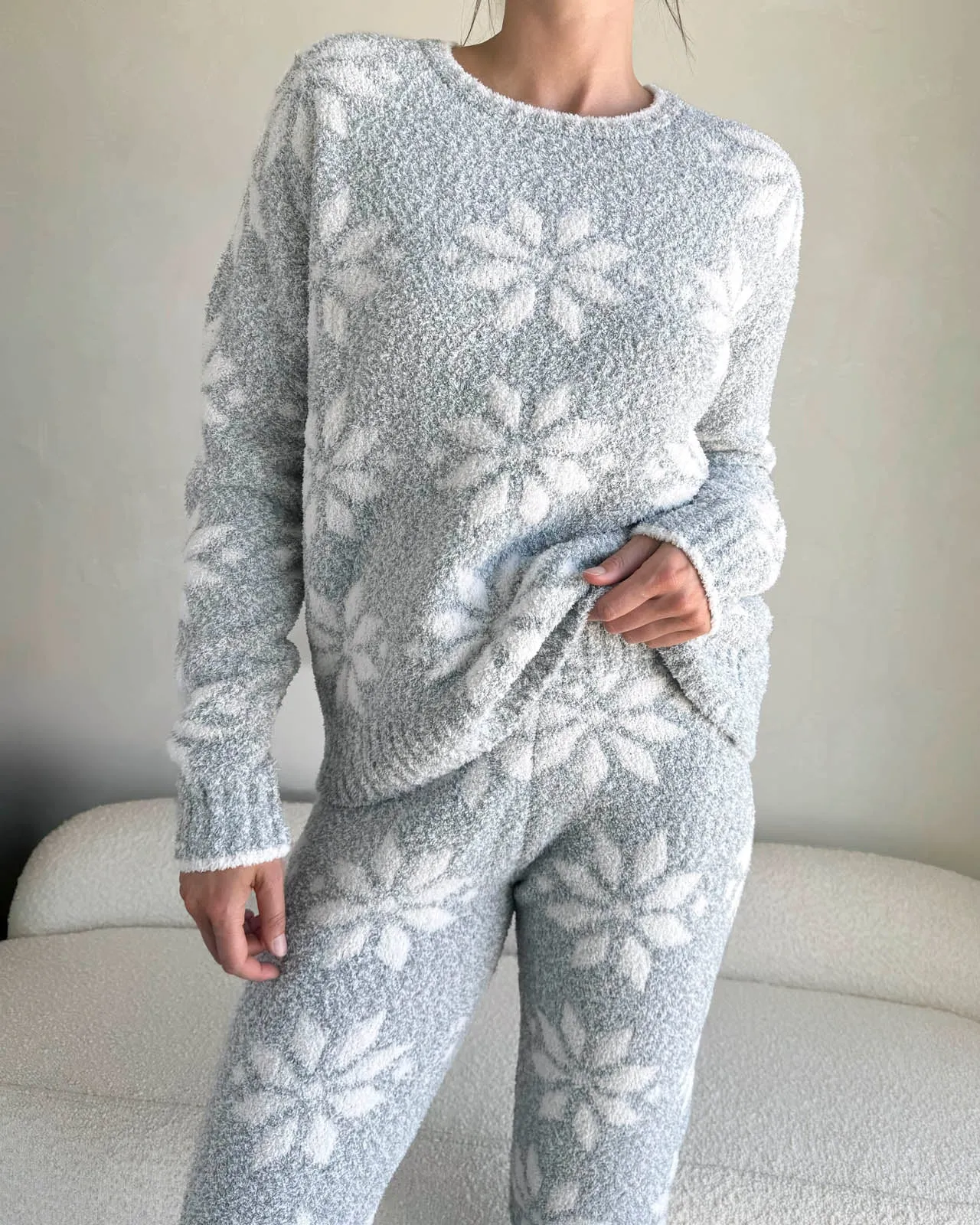Grey Snowflake Fuzzy Sweater PJ Set sold by Splendid product image thumbnail 5