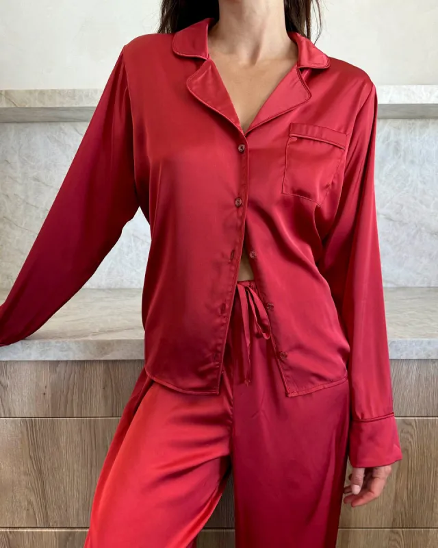 Red Satin Silk PJ Set sold by Splendid