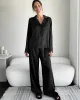 Black Satin Silk PJ Set sold by Splendid