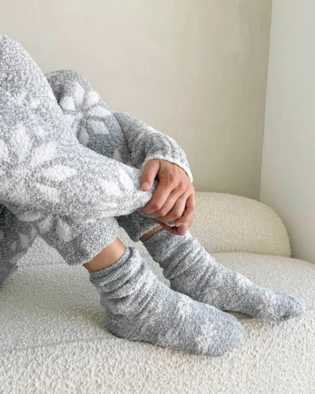 Grey Snowflake Bia Fuzzy Socks sold by Splendid
