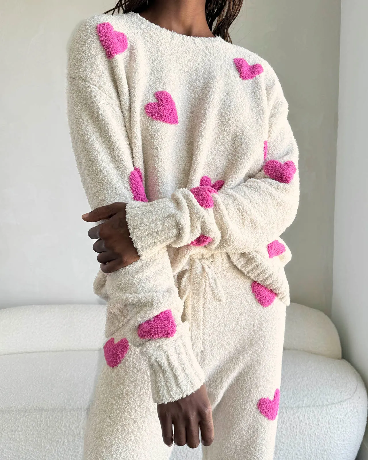 Pink Hearts Fuzzy Sweater PJ Set sold by Splendid product image thumbnail 3