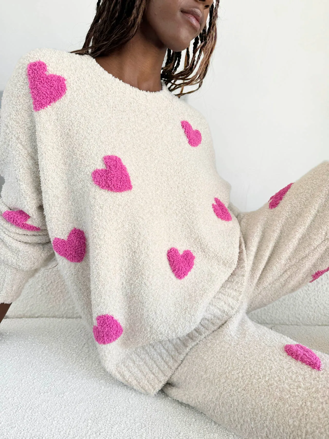 Pink Hearts Fuzzy Sweater PJ Set sold by Splendid product image thumbnail 4