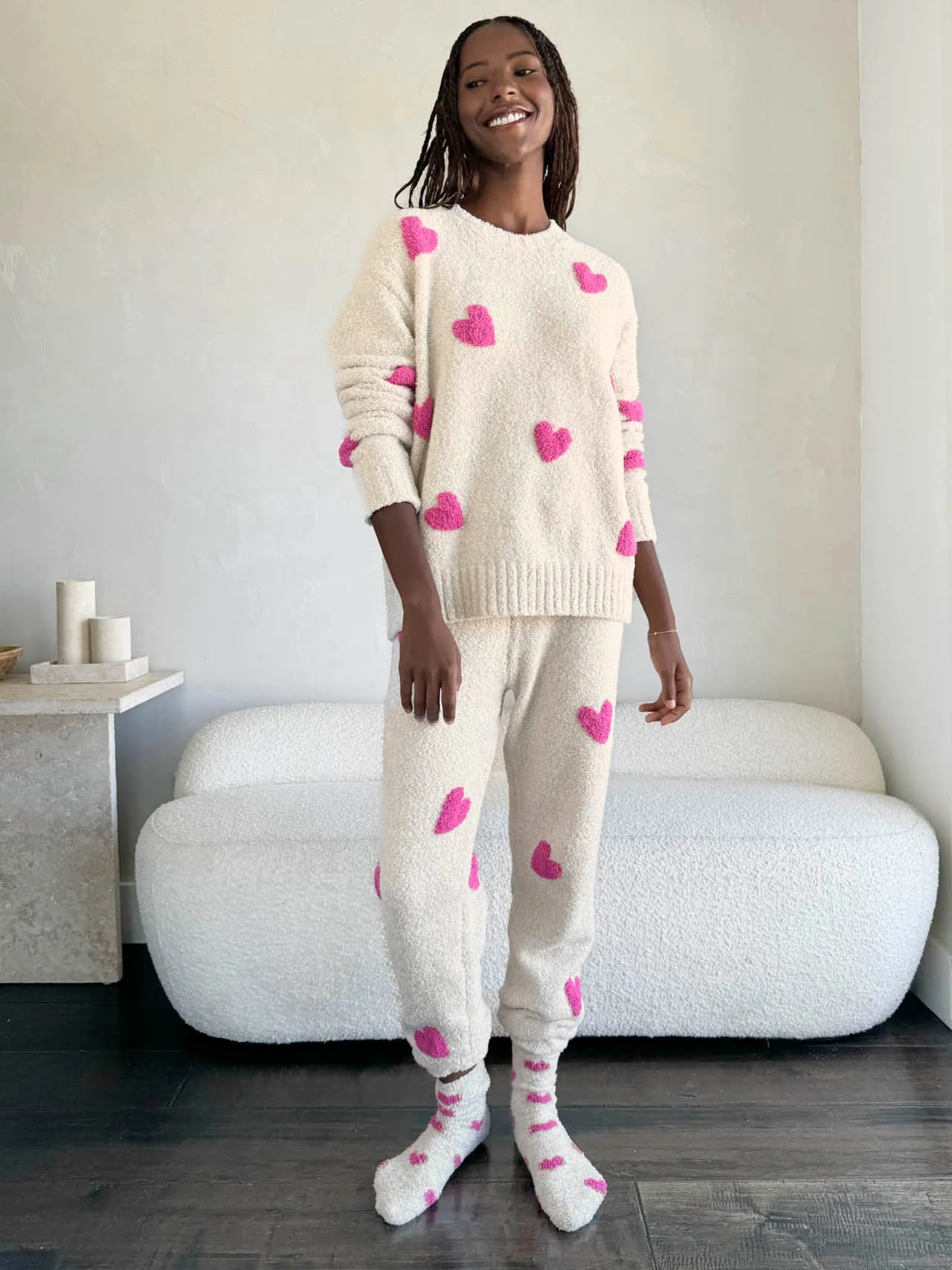 Pink Hearts Fuzzy Sweater PJ Set sold by Splendid product image thumbnail 2