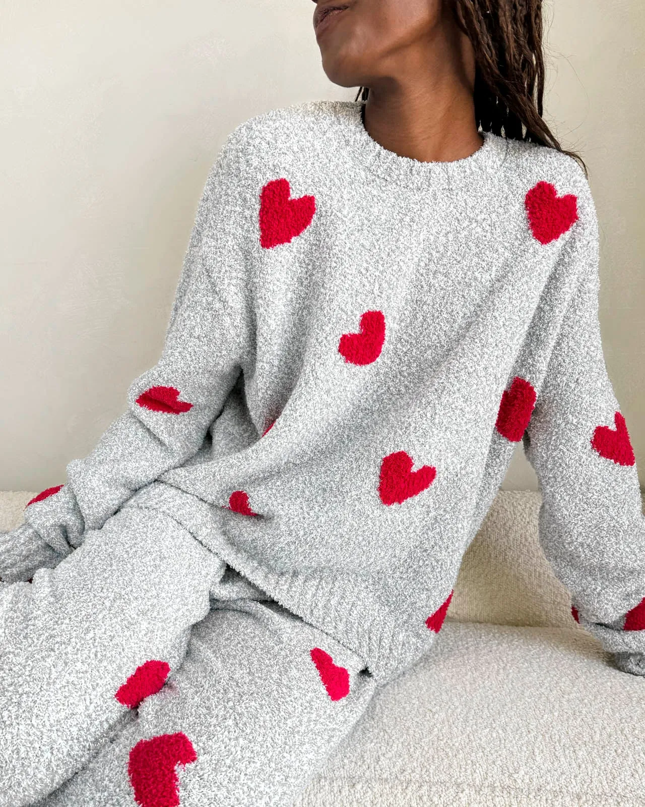 Red Hearts Fuzzy Sweater PJ Set sold by Splendid product image thumbnail 3
