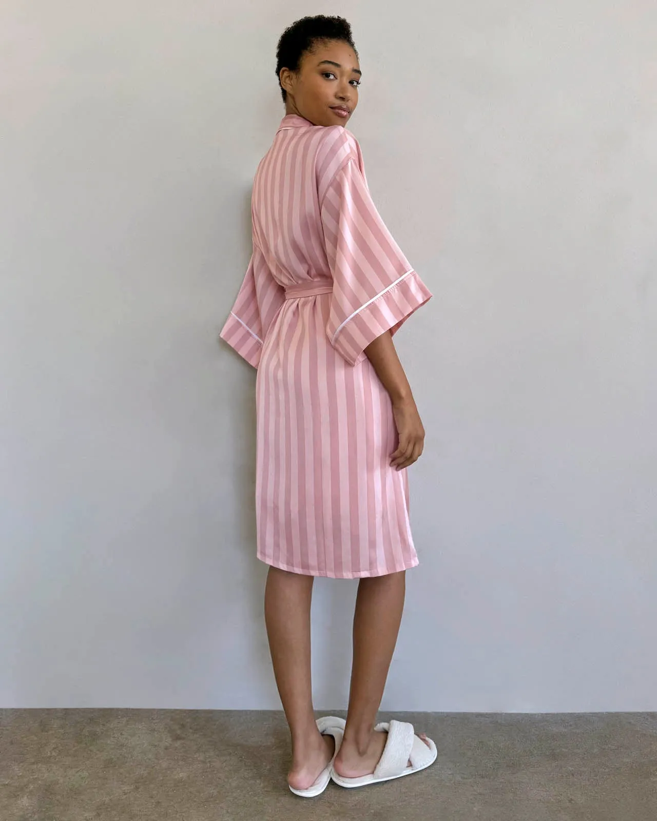 Cabana Stripe Satin Silk Robe sold by Splendid product image thumbnail 4