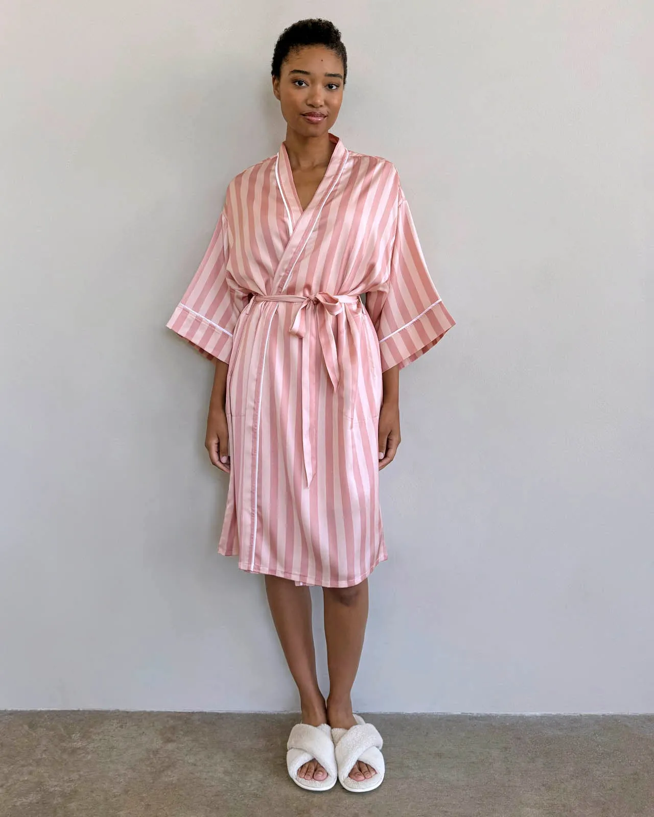 Cabana Stripe Satin Silk Robe sold by Splendid product image thumbnail 2