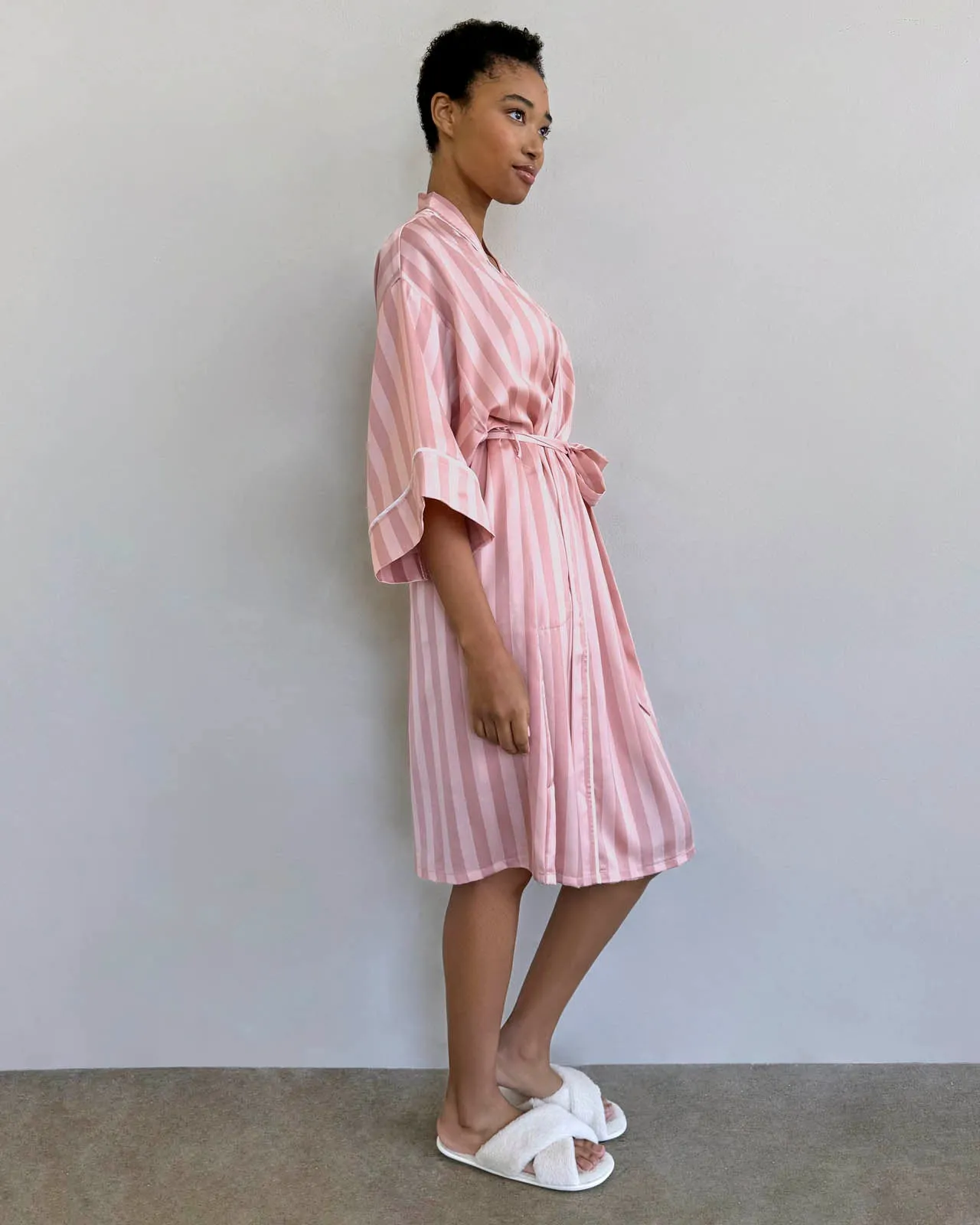 Cabana Stripe Satin Silk Robe sold by Splendid product image thumbnail 3