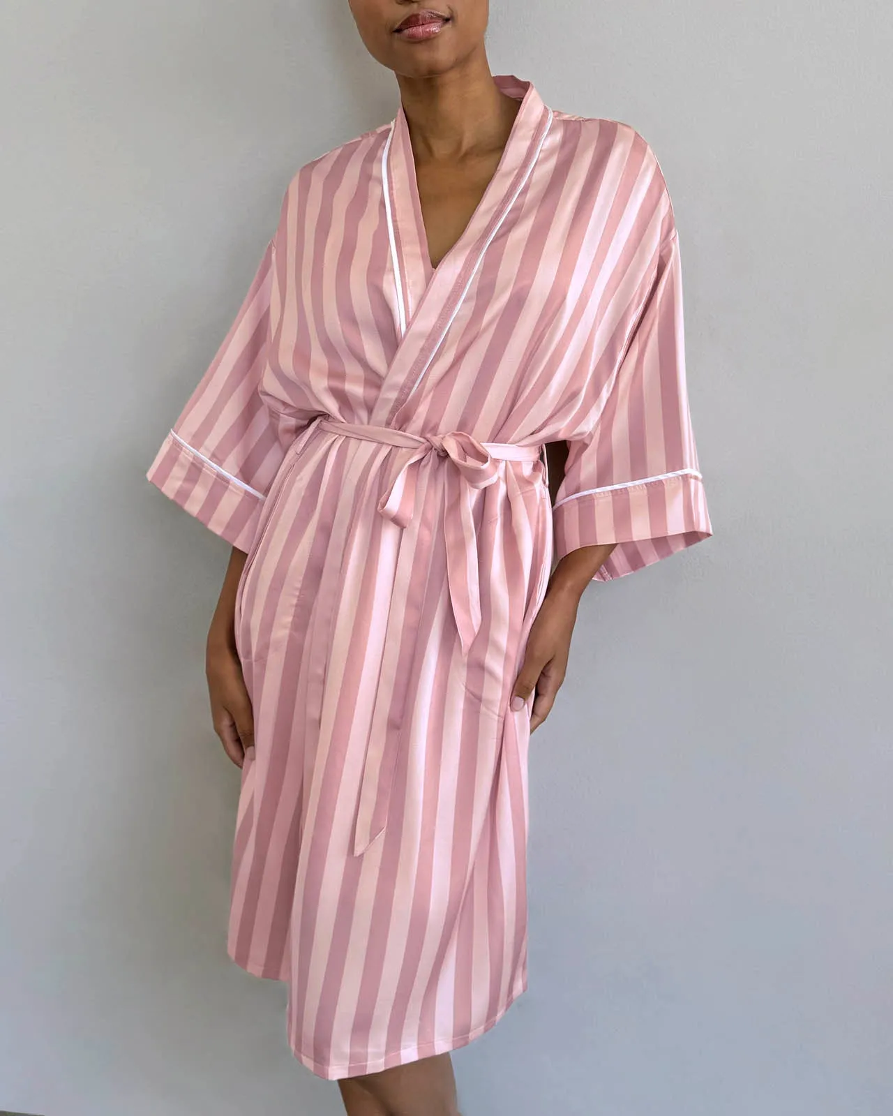 Cabana Stripe Satin Silk Robe sold by Splendid