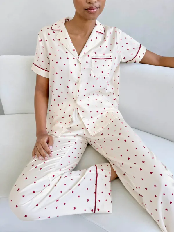 Small Heart Toss Satin Silk Sleep Set sold by Splendid