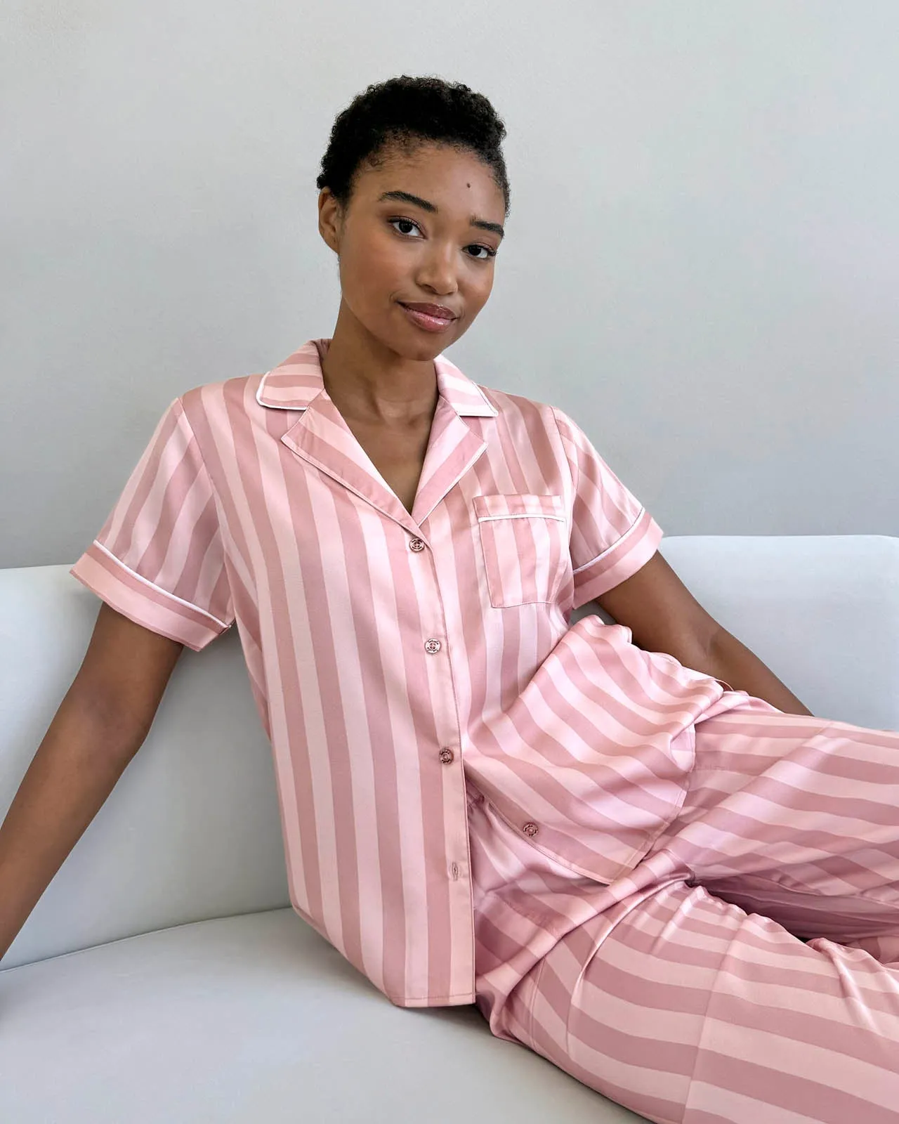 Cabana Stripe Satin Silk Sleep Set sold by Splendid