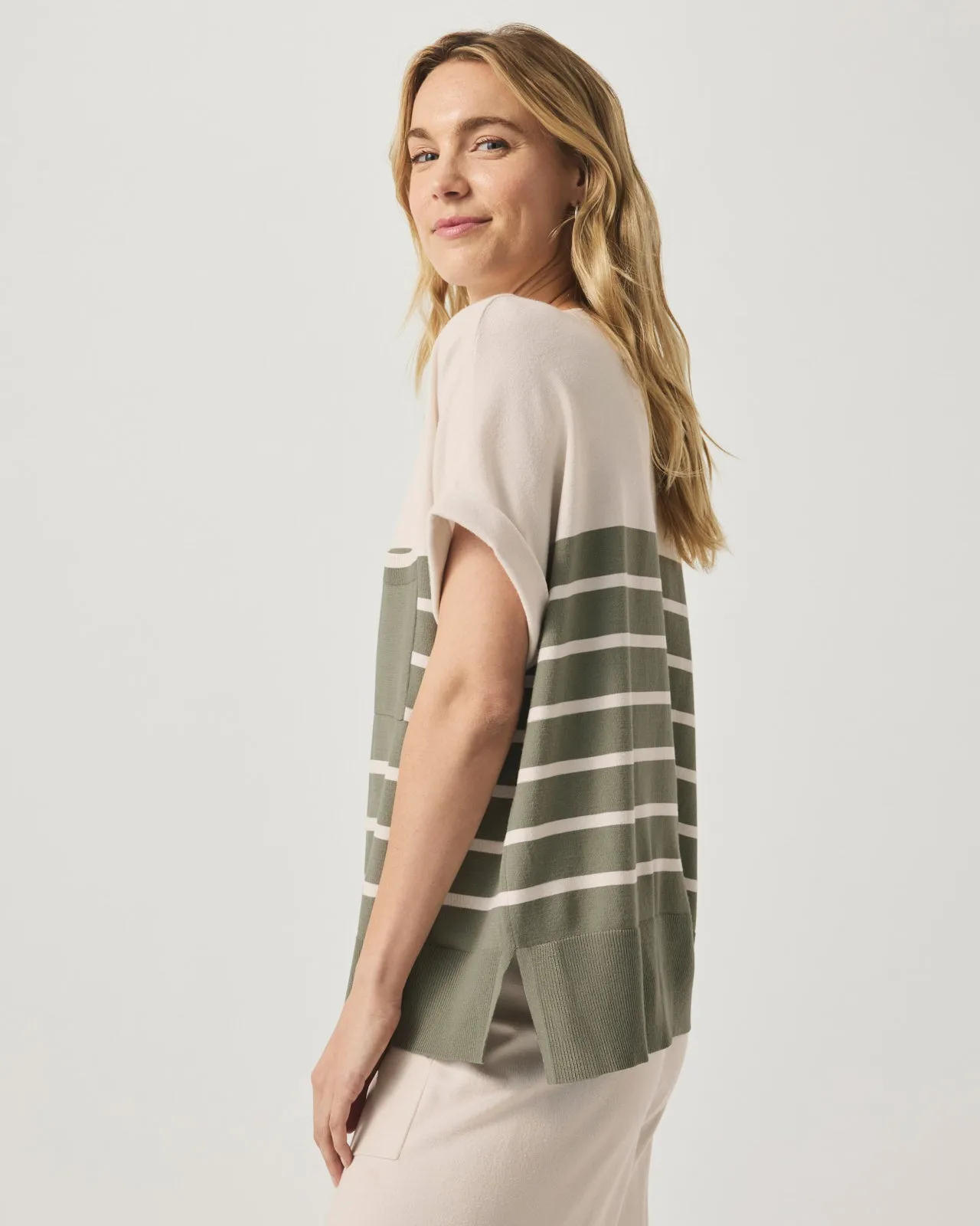 Striped Veronica Short Sleeve Pocket Sweater sold by Splendid product image thumbnail 4