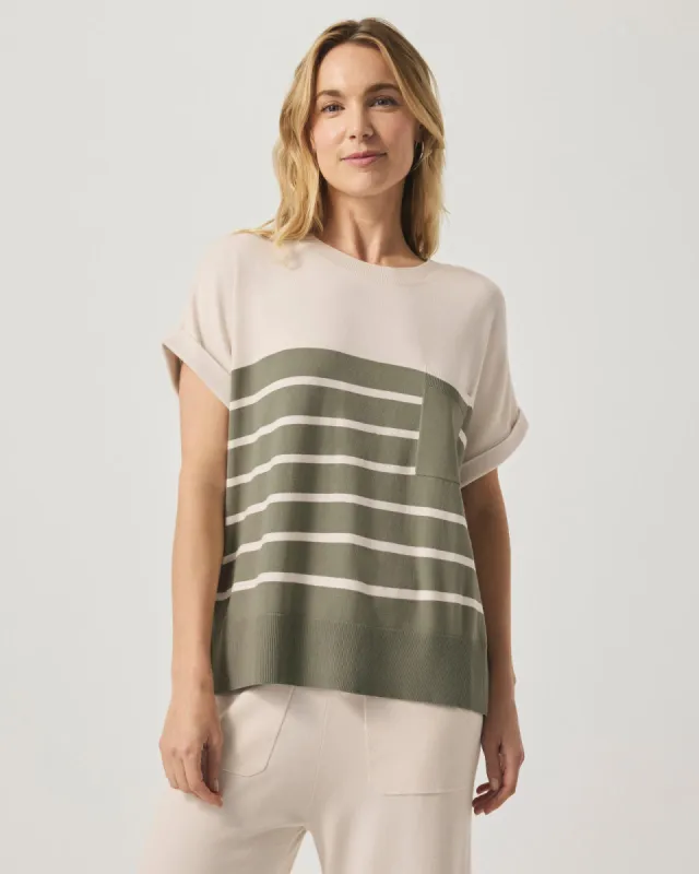 Striped Veronica Short Sleeve Pocket Sweater sold by Splendid