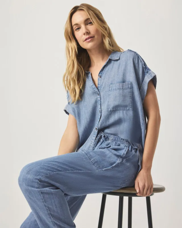 Short Sleeve Paige Indigo Shirt sold by Splendid