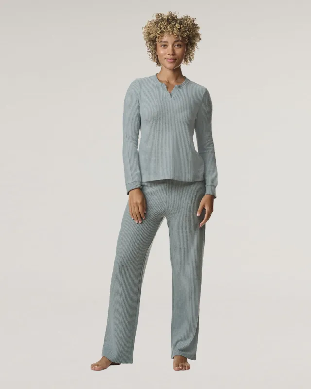 Stormy Sea Split Crewneck Waffle Knit Sleep Set sold by Splendid