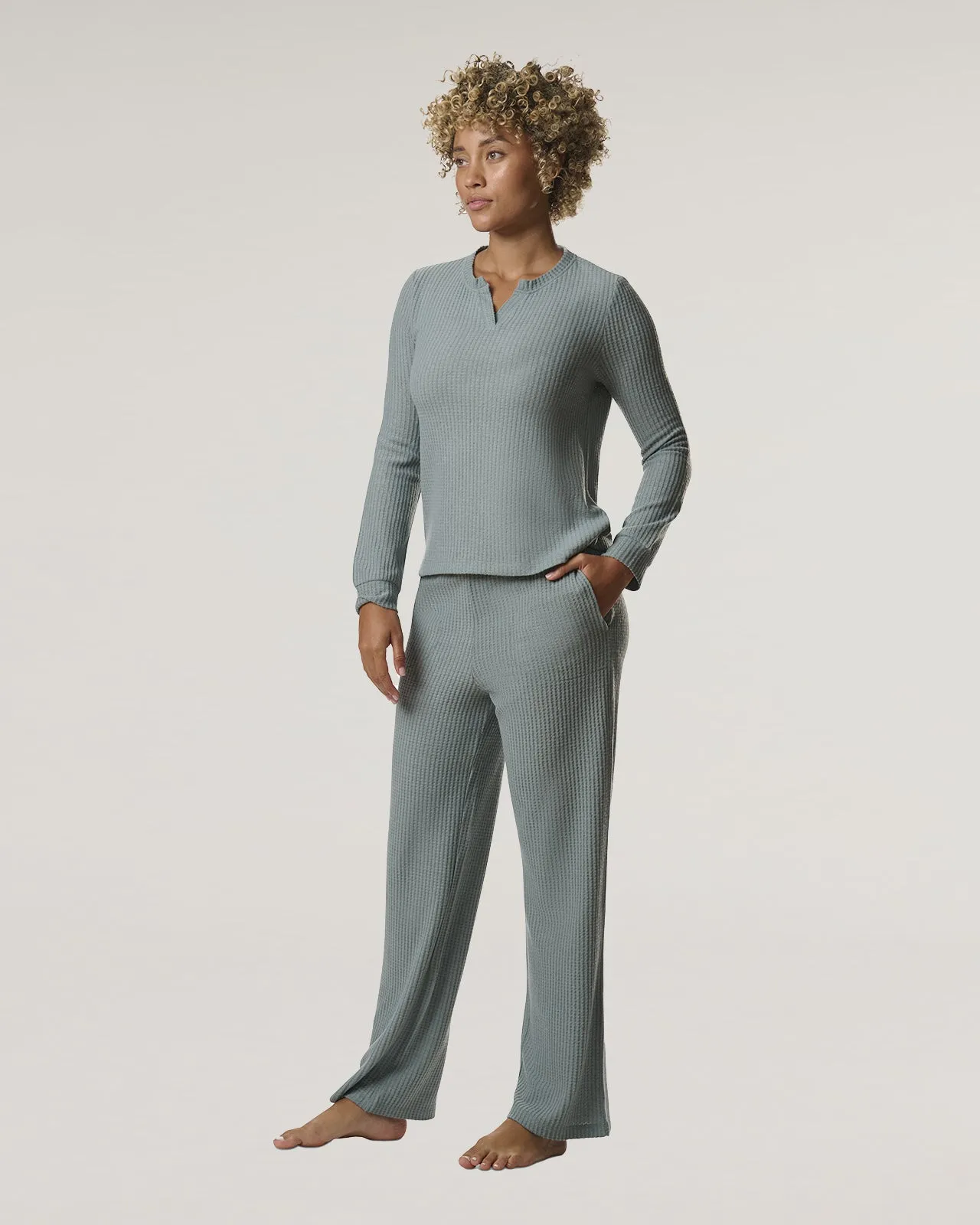 Stormy Sea Split Crewneck Waffle Knit Sleep Set sold by Splendid product image thumbnail 2