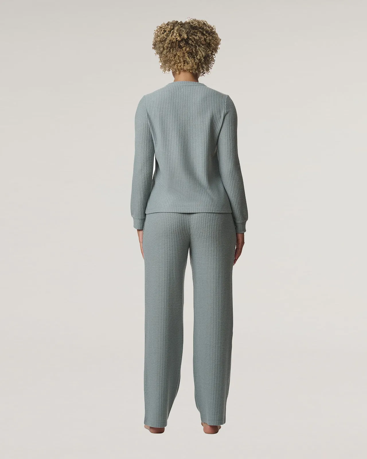 Stormy Sea Split Crewneck Waffle Knit Sleep Set sold by Splendid product image thumbnail 3