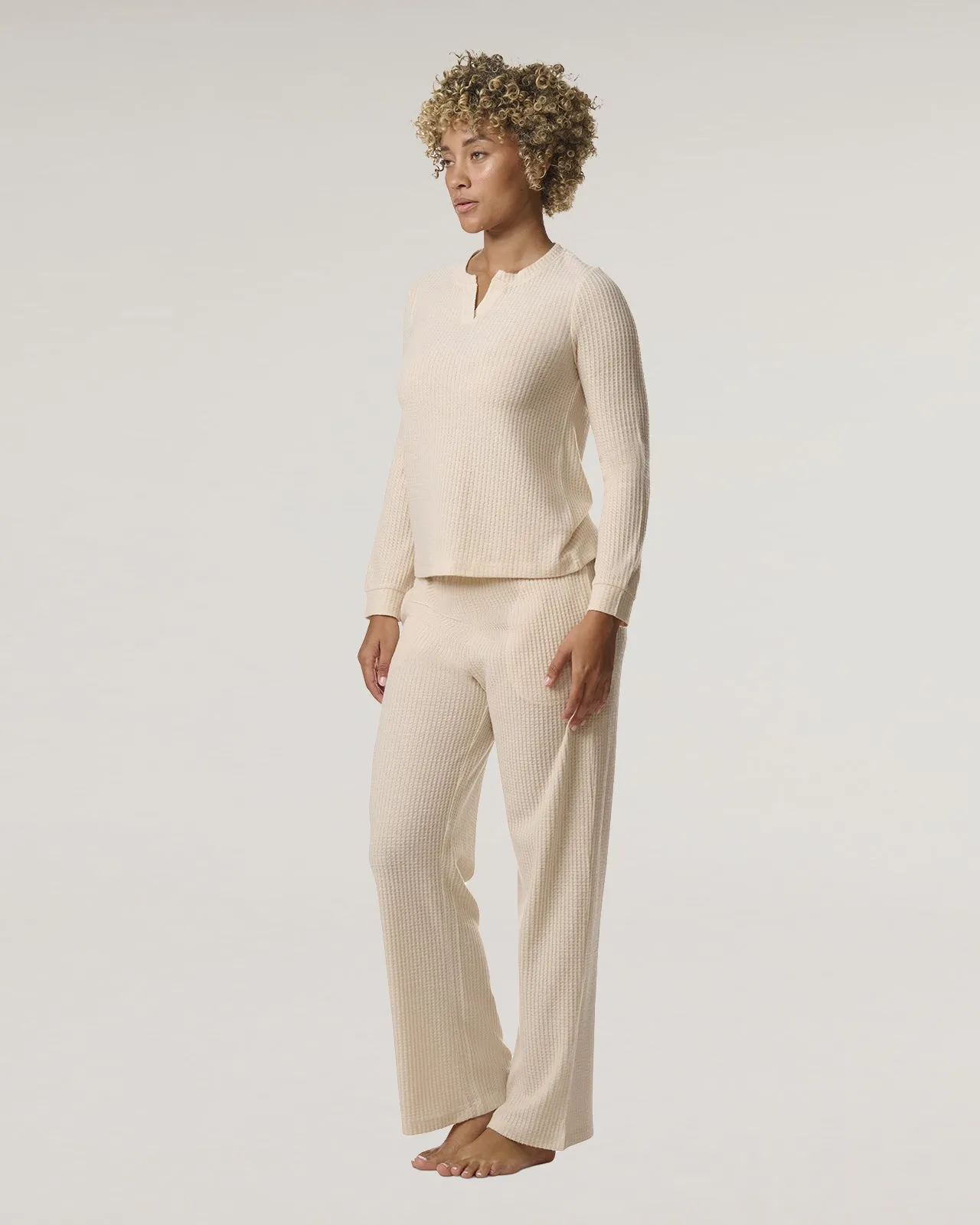 Pink Tint Split Crewneck Waffle Knit Sleep Set sold by Splendid product image thumbnail 2