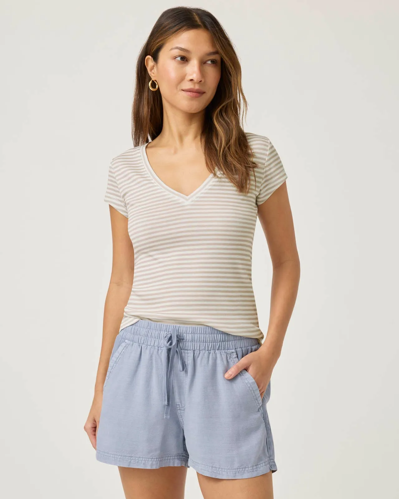 Faye Stripe V-Neck Stripe Tee sold by Splendid