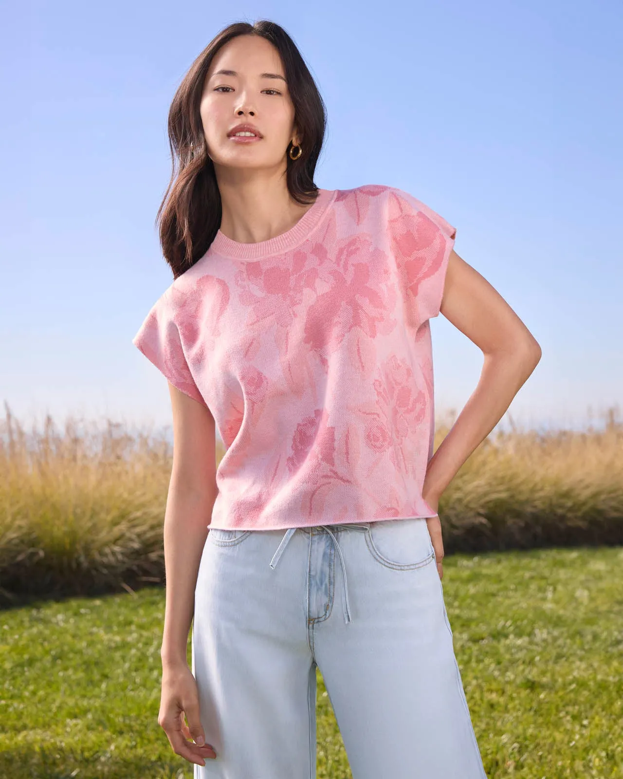 Flora Floral Short Sleeve Sweater sold by Splendid